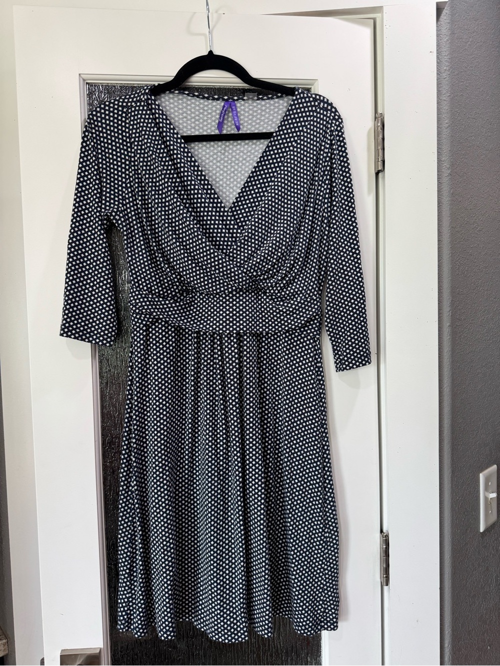 Seraphine Black and White Polka Dot Wrap-Style Midi Dress